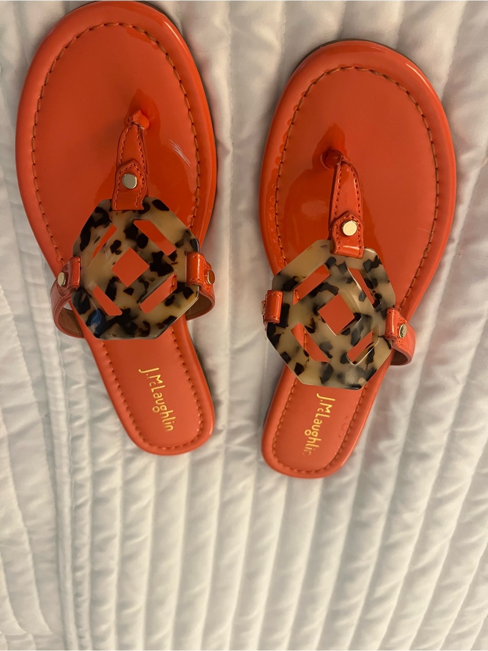 J. McLaughlin Orange Sandal with Tortoiseshell Accent